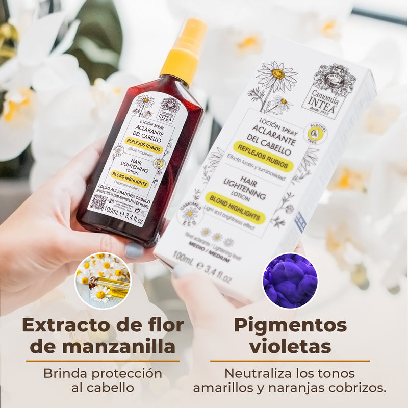 Extracto de flor de manzanilla y pigmentos violetas